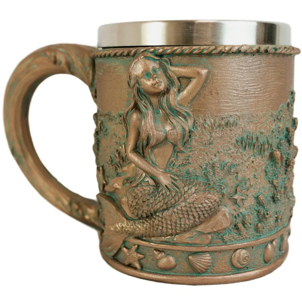Rustic Nautical Ocean Coral Reef Mermaid With Seashells Coffee Tea Mug - Picture 2 of 7